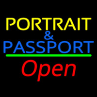 Portrait And Passport With Open 2 Neon Sign