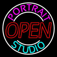 Portrait Studio Red Open Neon Sign