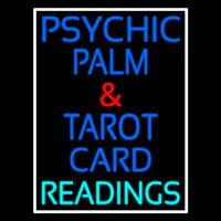 Psychic Palm And Tarot Card Readings White Border Neon Sign