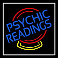 Psychic Readings Crystal White Border Neon Sign
