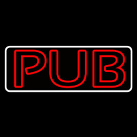 Pub Red With White Border Neon Sign