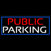 Public Parking With Blue Border Neon Sign