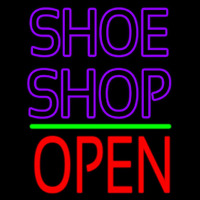 Purple Double Stroke Shoe Shop Open Neon Sign