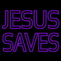 Purple Jesus Saves Neon Sign