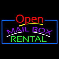 Purple Mailbo  Green Rental Open With Border Neon Sign
