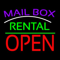 Purple Mailbo  Turquoise Rental With Open 1 Neon Sign