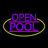 Purple Open Pool Oval With Yellow Border Neon Sign