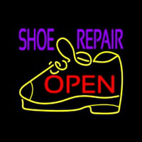 Purple Shoe Repair Open Neon Sign