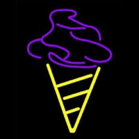 Purple Yellow Ice Cream Cone Neon Sign