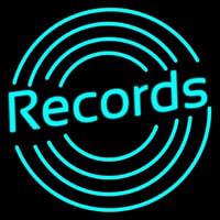 Records With Disc Neon Sign