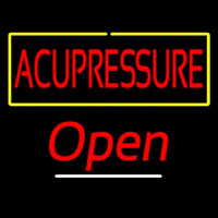 Red Acupressure Yellow Border White Line Open Neon Sign