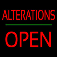 Red Alterations Block Open Neon Sign