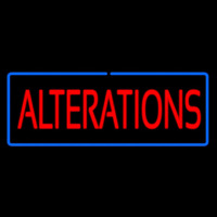 Red Alterations Blue Border Neon Sign