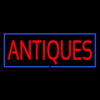 Red Antiques Blue Rectangle Neon Sign