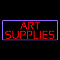 Red Art Supplies With Border Neon Sign
