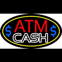 Red Atm With Cash 2 Neon Sign