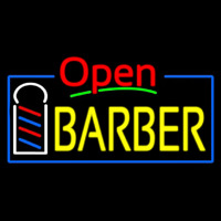 Red Barber Blue Lines Neon Sign