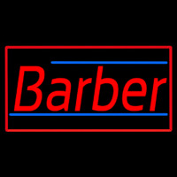 Red Barber Blue Lines With Red Border Neon Sign