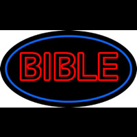 Red Bible Blue Border Neon Sign