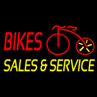 Red Bikes Yellow Sales And Service Neon Sign