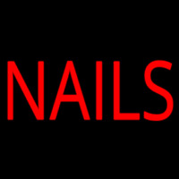 Red Block Nails Neon Sign