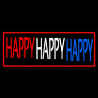 Red Border Happy Neon Sign