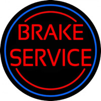Red Brake Service Blue Circle Neon Sign