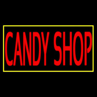 Red Candy Shop With Yellow Border Neon Sign