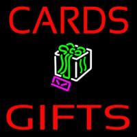 Red Cards And Gifts Block Neon Sign
