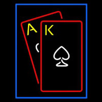 Red Cards Tarot Blue Border Neon Sign