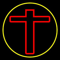 Red Christian Cross Neon Sign