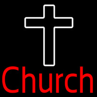 Red Church With Cross Neon Sign