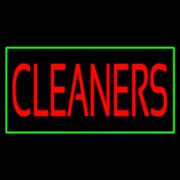 Red Cleaners Green Border Neon Sign