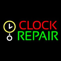 Red Clock Green Repair Block Neon Sign