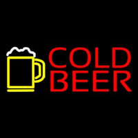 Red Cold Beer With Yellow Mug Neon Sign