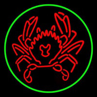 Red Crab Green Circle Neon Sign