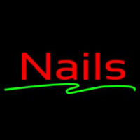 Red Cursive Nails Neon Sign