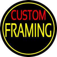 Red Custom Yellow Framing With Circle Neon Sign