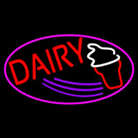 Red Dairy With Oval Neon Sign