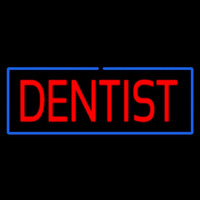 Red Dentist Blue Border Neon Sign