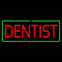 Red Dentist Green Border Neon Sign