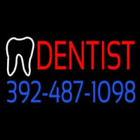 Red Dentist With Phone Number Neon Sign