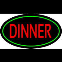 Red Dinner Oval Green Neon Sign