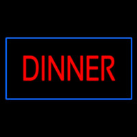 Red Dinner Rectangle Blue Neon Sign