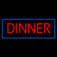 Red Dinner With Blue Border Neon Sign