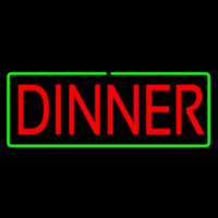 Red Dinner With Green Border Neon Sign