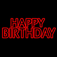 Red Double Stroke Happy Birthday Neon Sign