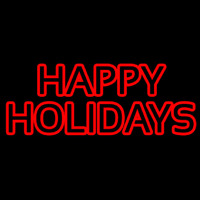 Red Double Stroke Happy Holidays Neon Sign