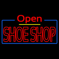 Red Double Stroke Shoe Shop Open Neon Sign