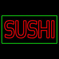 Red Double Stroke Sushi With Green Border Neon Sign